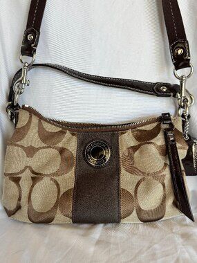 Coach Brown Signature Canvas Crossbody Bag Style F19218